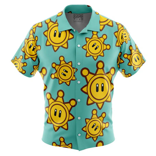 Shine Sprite Super Mario Bros Sunshine Button Up Hawaiian Shirt