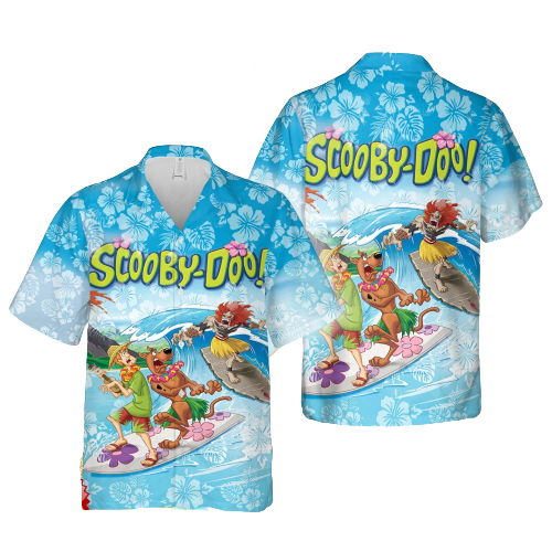 NoClaws Scooby-Doo Hawaiian Shirt Scooby-Doo Surfing Monster Hawaii Shirt Scooby Doo Aloha Shirt
