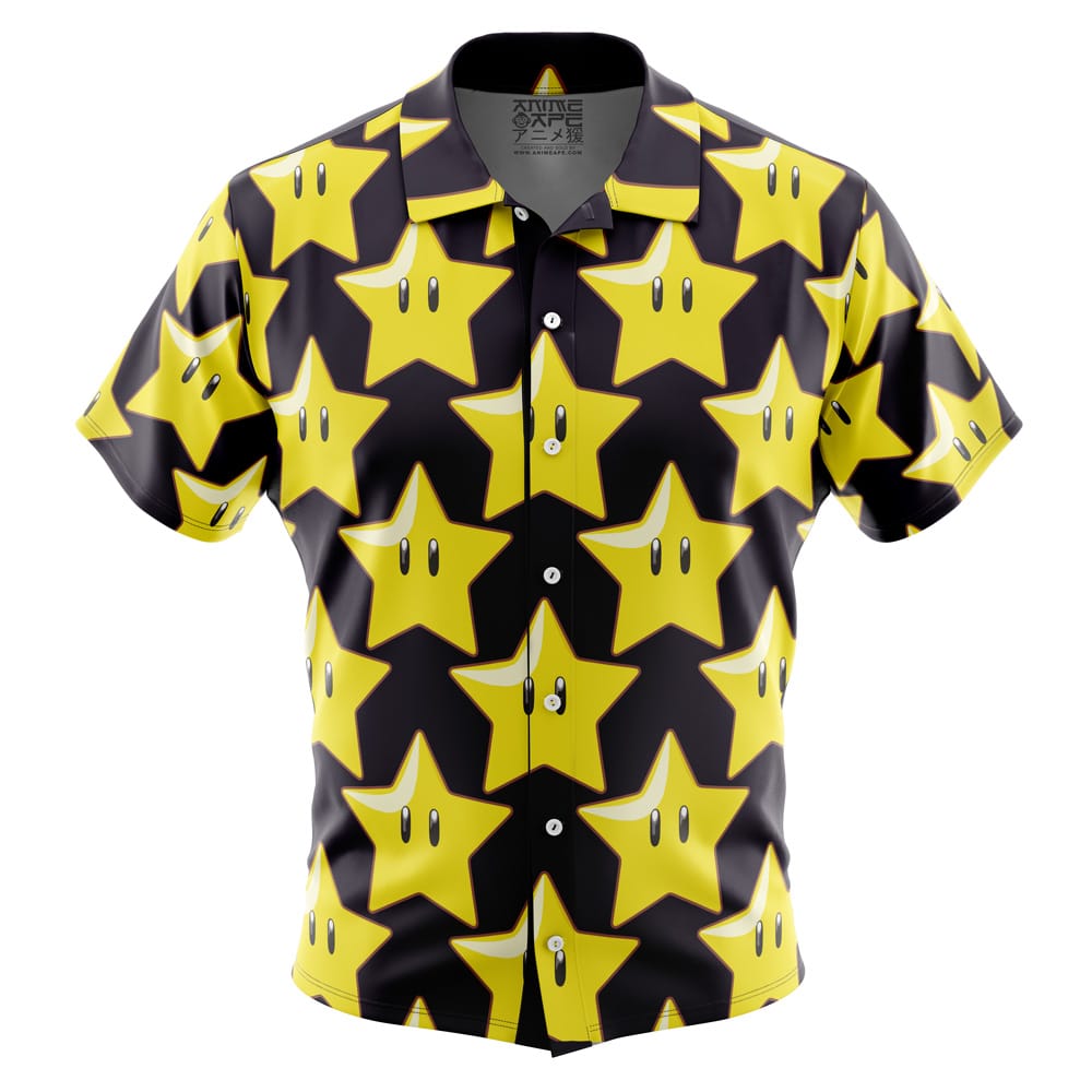 Star Super Mario Bros Button Up Hawaiian Shirt
