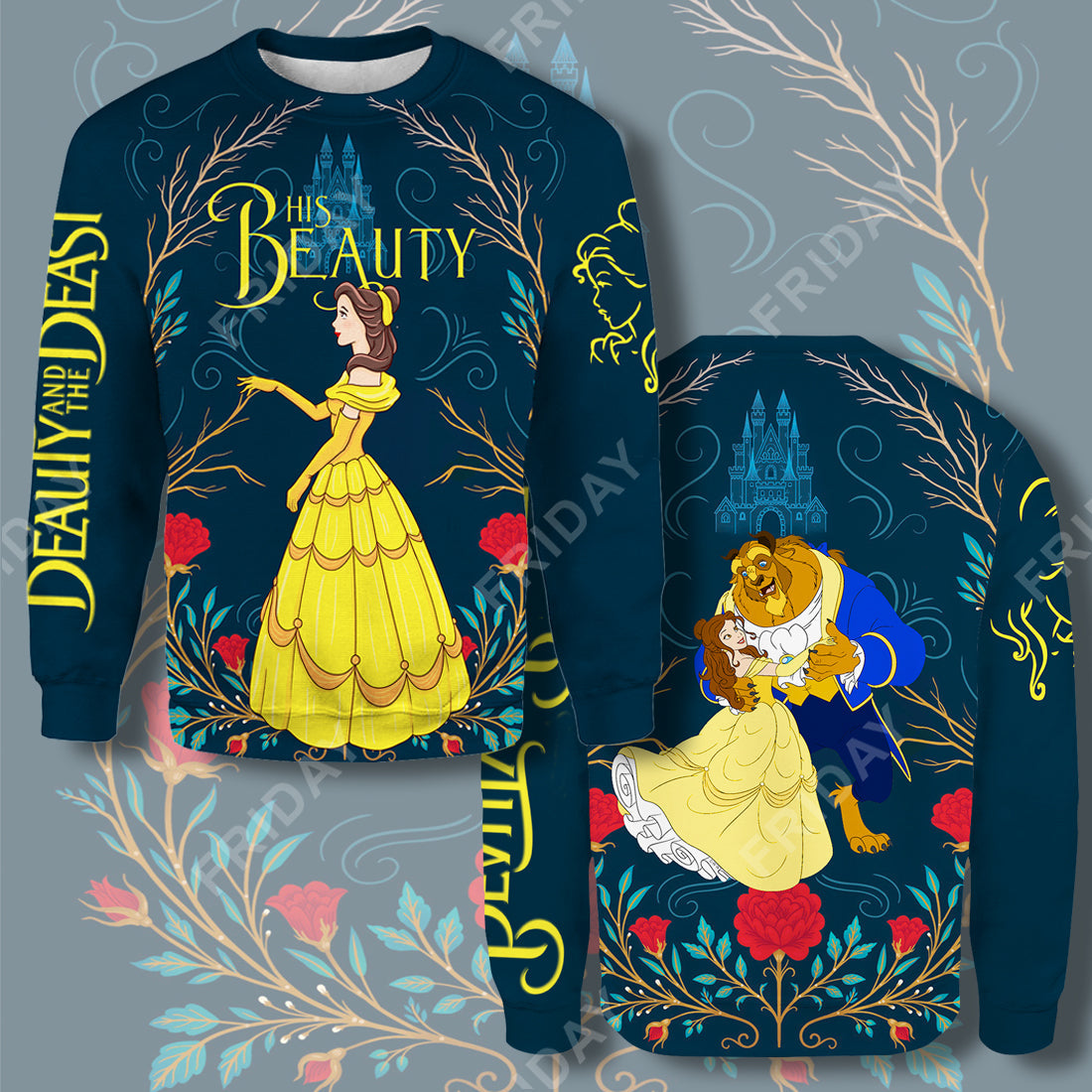 DN T-shirt Beauty & The Beast His Beauty Couple 3D Print T-shirt Awesome DN Beauty & The Beast Hoodie Sweater Tank