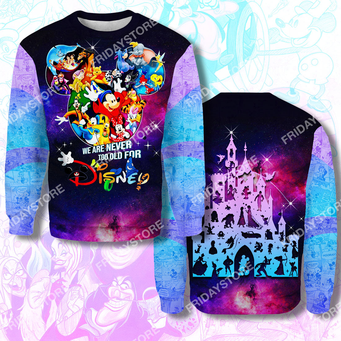 DN T-shirt We Are Never Too Old For Disney T-shirt Awesome High Quality DN Hoodie Sweater Tank