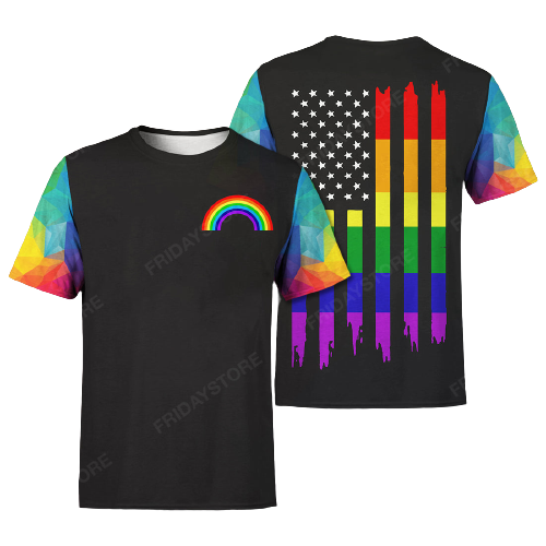 LGBT Pride T-shirt LGBT Rainbow Polygon American Flag T-shirt Hoodie Adult Full Print