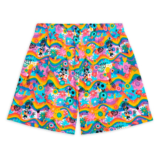 Mickey Mouse Shorts Mickey Mouse and Minnie Flower Pattern Beach Shorts Colorful