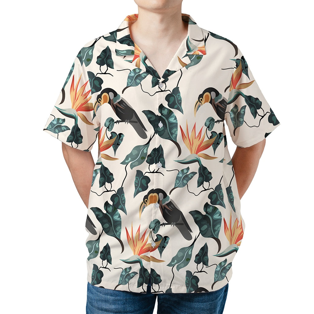 Magnum PI Thomas Magnum Tom Selleck Red Jungle Bird Hawaiian Shirt - Tazila