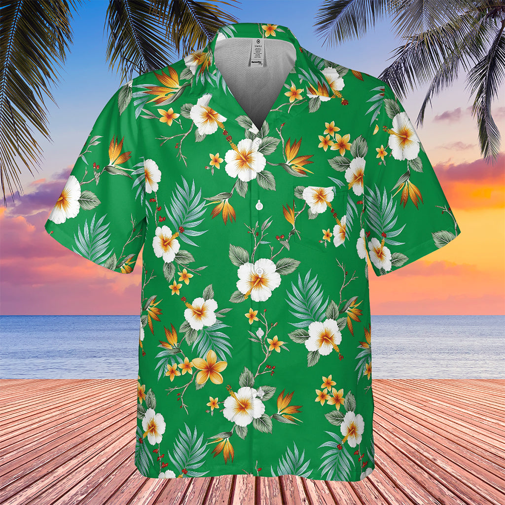 Day Shift Bud Jablonski Jamie Foxx Tropical Paradise Hibiscus Hawaiian Shirt - Tazila