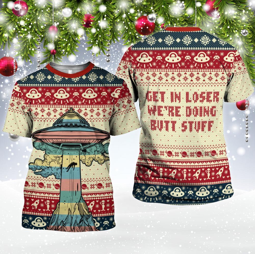 Gifury UFO Christmas Shirt UFO Abduction We're Doing Butt Stuffs Christmas T-shirt UFO Hoodie UFO Apparel 2022