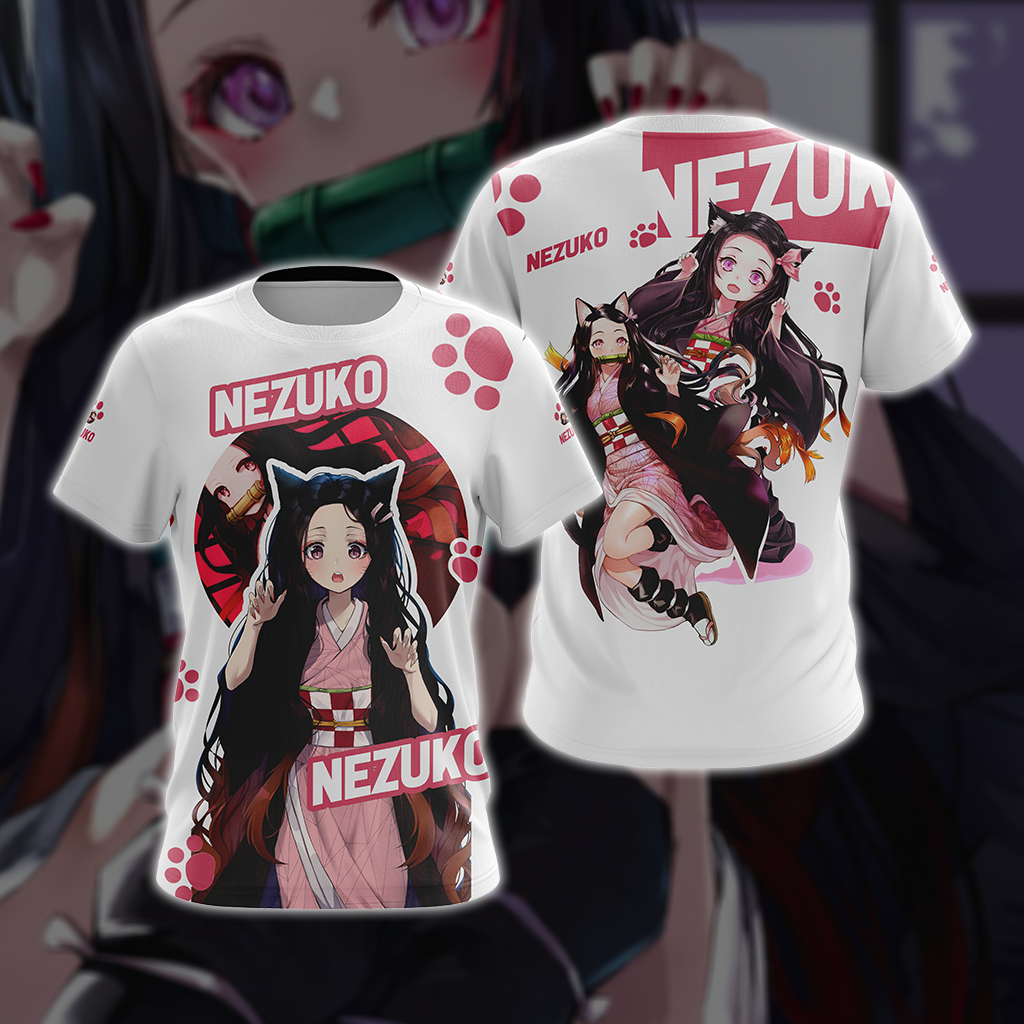 Demon Slayer Shirt Neko Nezuko Chan Cute White Hoodie Demon Slayer Hoodie