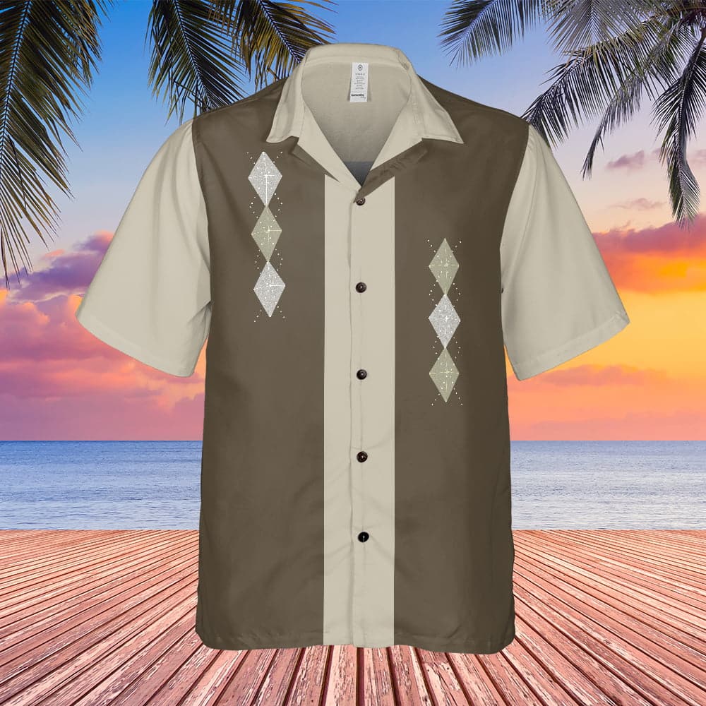 The Sopranos Tony Soprano Twinkle Diamond Striped Hawaiian Shirt - Tazila