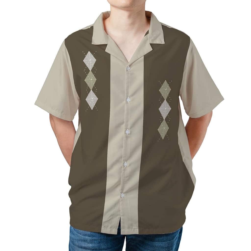 The Sopranos Tony Soprano Twinkle Diamond Striped Hawaiian Shirt - Tazila