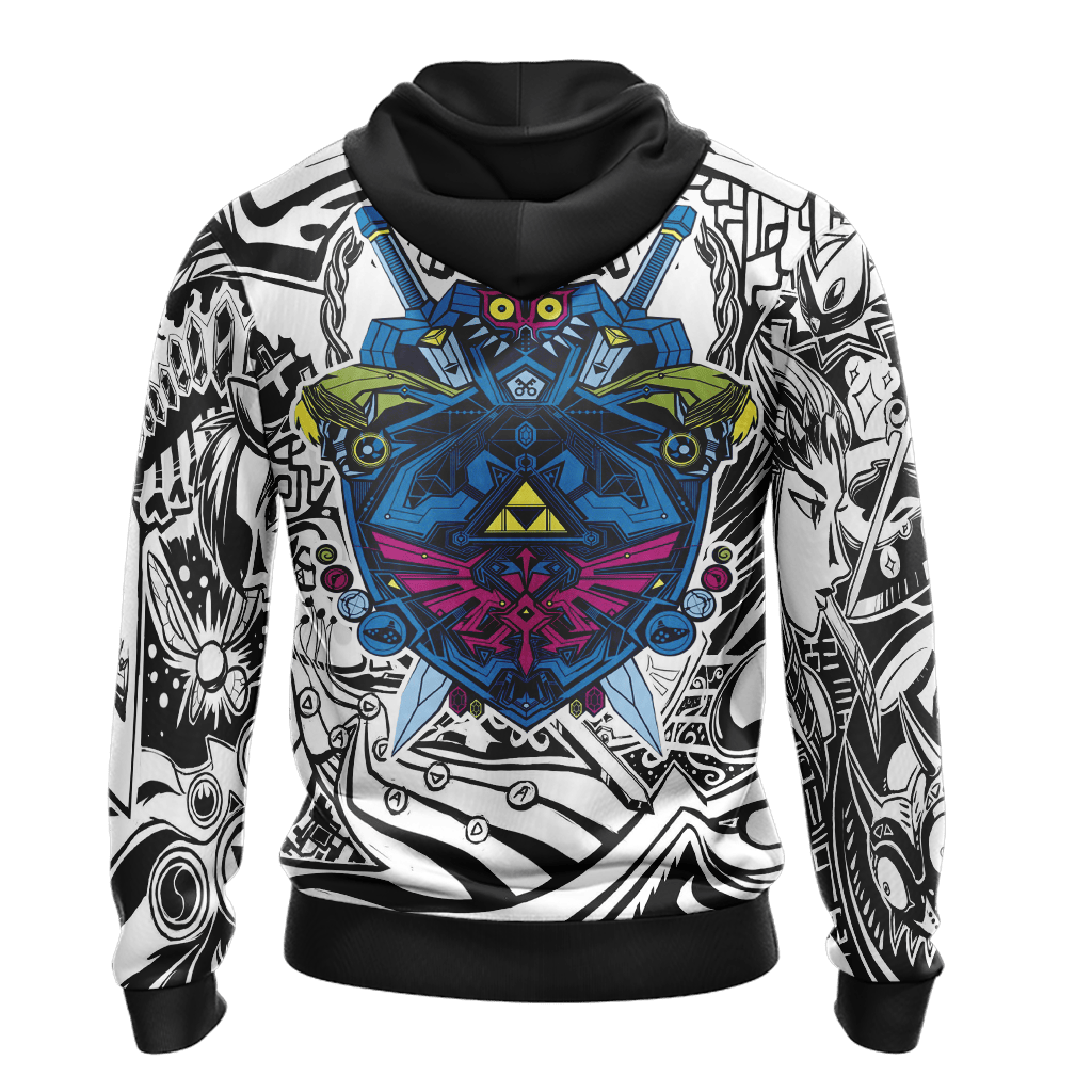 The Legend Of Zelda Hoodie Link And Zelda Royal Crest And Shield T-shirt Black White Unisex