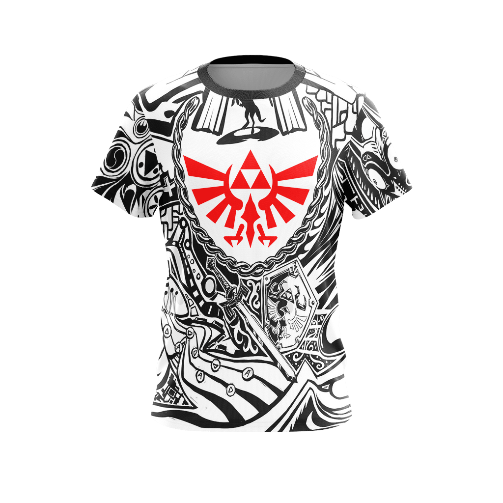 The Legend Of Zelda Hoodie Link And Zelda Royal Crest And Shield T-shirt Black White Unisex