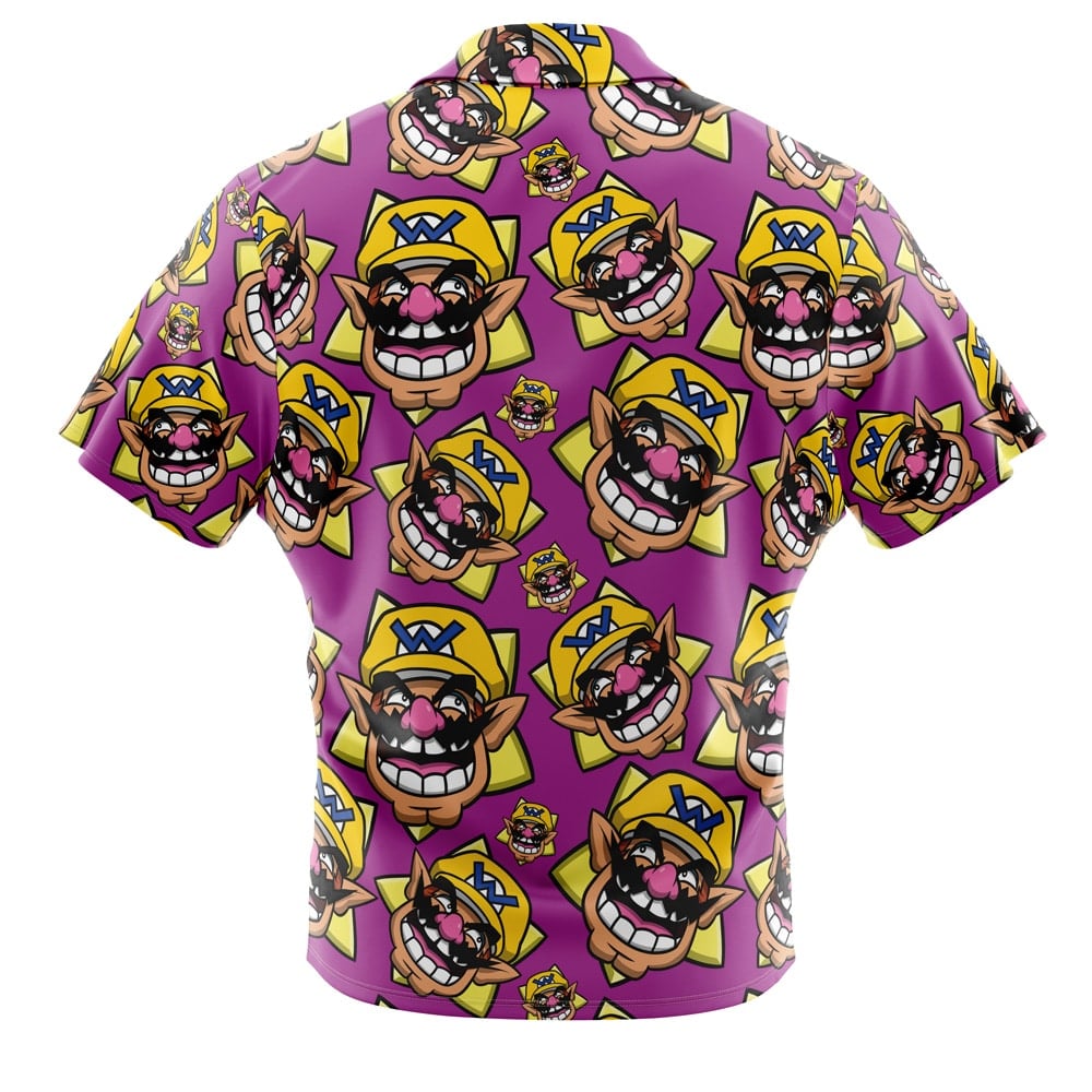 Wario Super Mario Bros Button Up Hawaiian Shirt