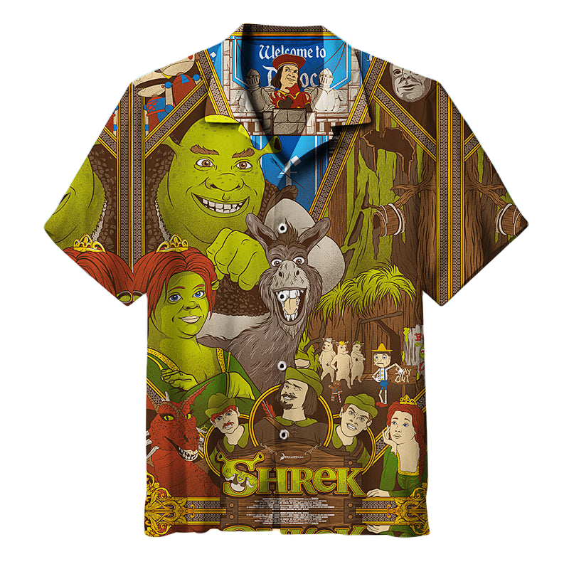 NoClaws Shrek Hawaii Shirt Shrek And Friends Universal Aloha Shirt Brown Unisex