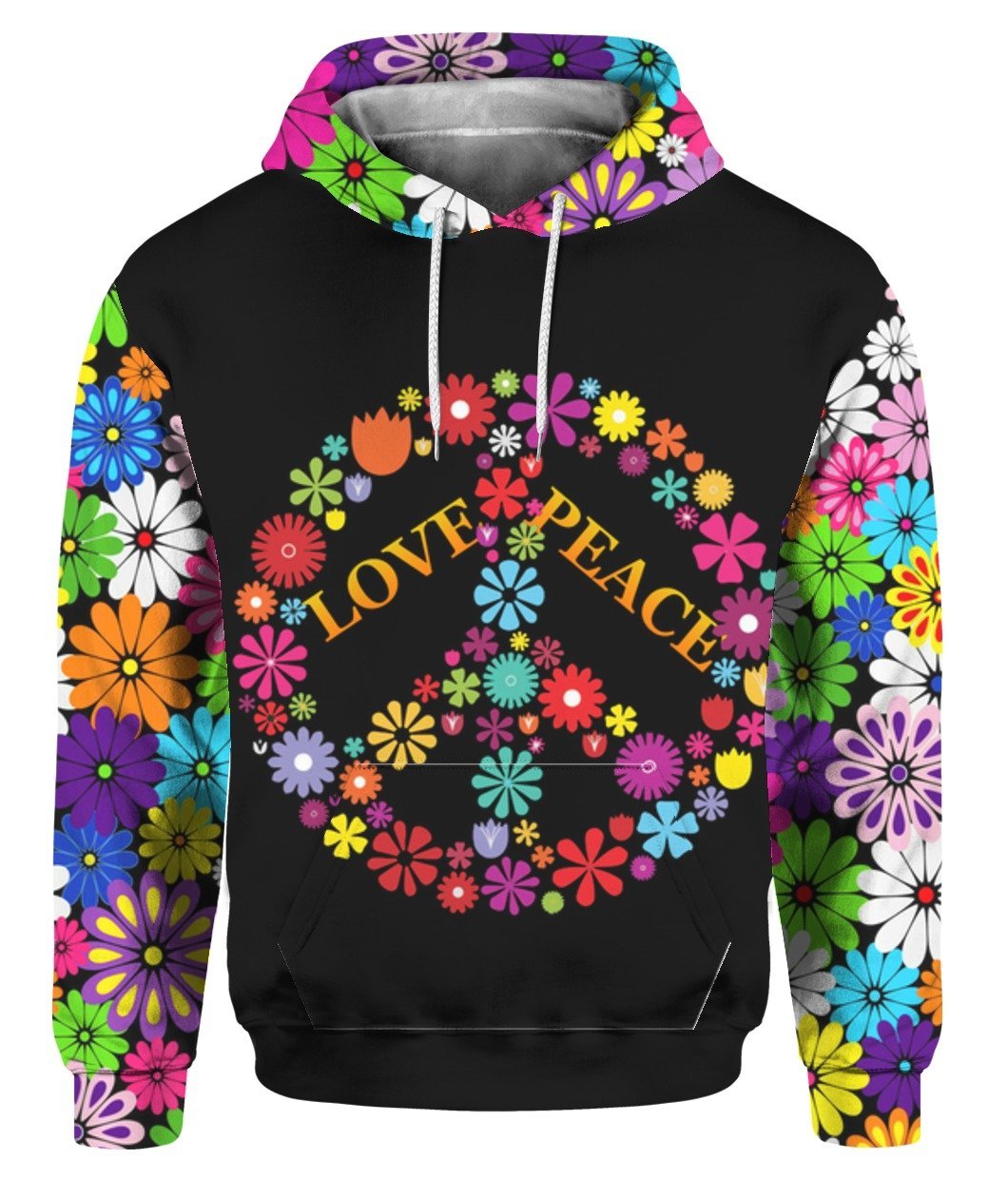 Hippie Hoodie When The Power Of Love Overcomes The Love Of Power The World Will Know Peace Black T-shirt Hoodie Adult Full Print