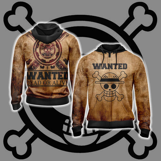 One Piece Hoodie One Piece Wanted Dead Or Alive Hoodie Anime Clothing