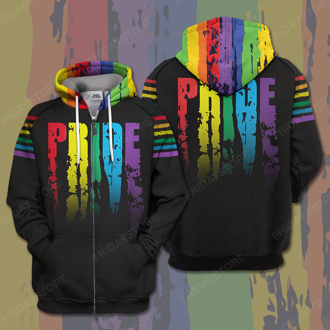 LGBT T-shirt LGBT Rainbow Color PRIDE Black T-shirt Hoodie Adult Unisex Full Print