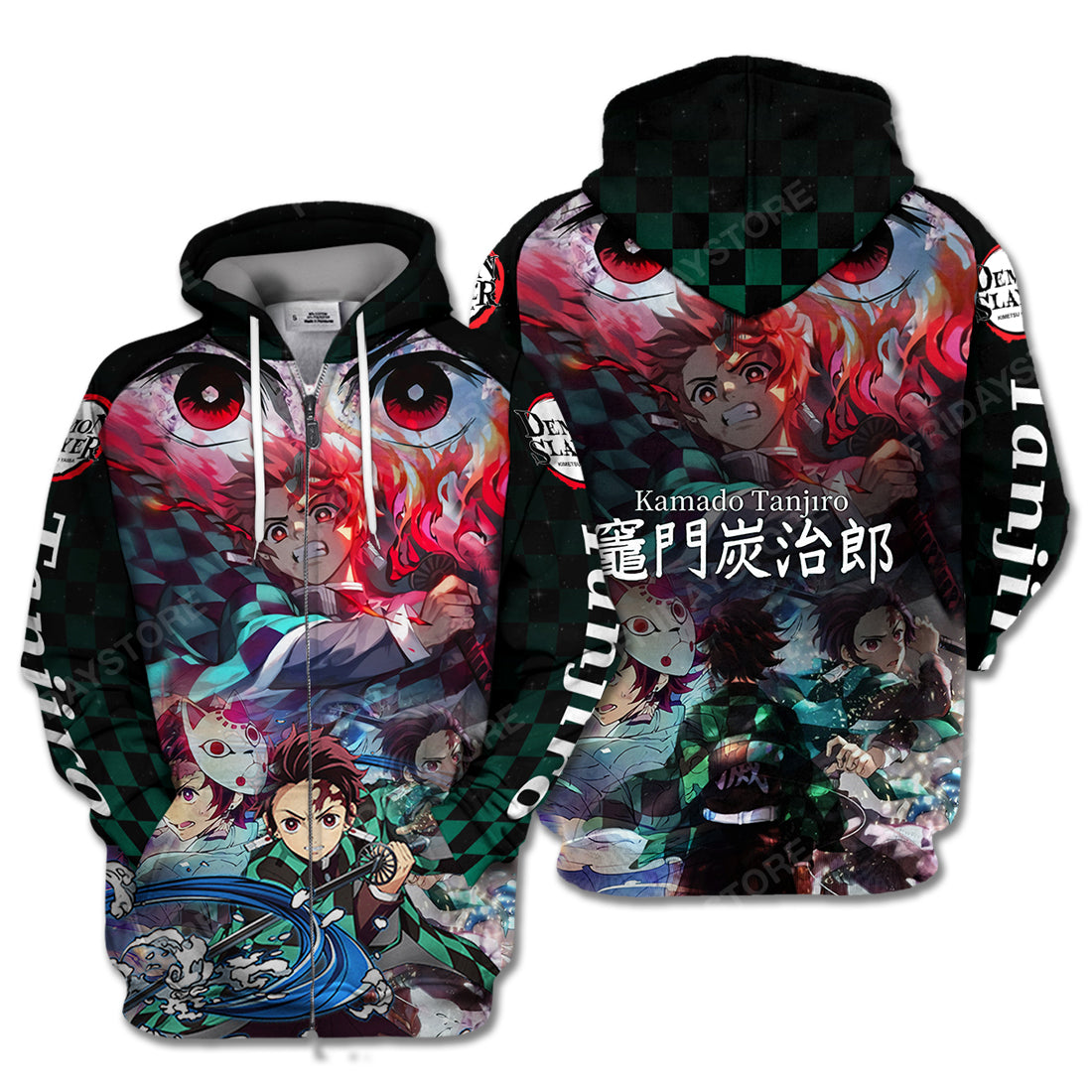 Demon Slayer T Shirt Kamado Tanjiro 3d Black Green Hoodie Demon Slayer Hoodie